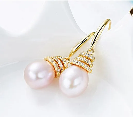 Sterling silver golden white pearl earring