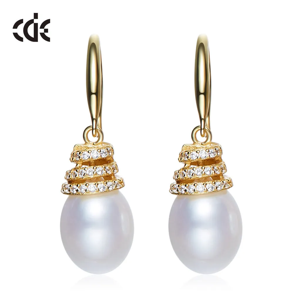 Sterling silver golden white pearl earring