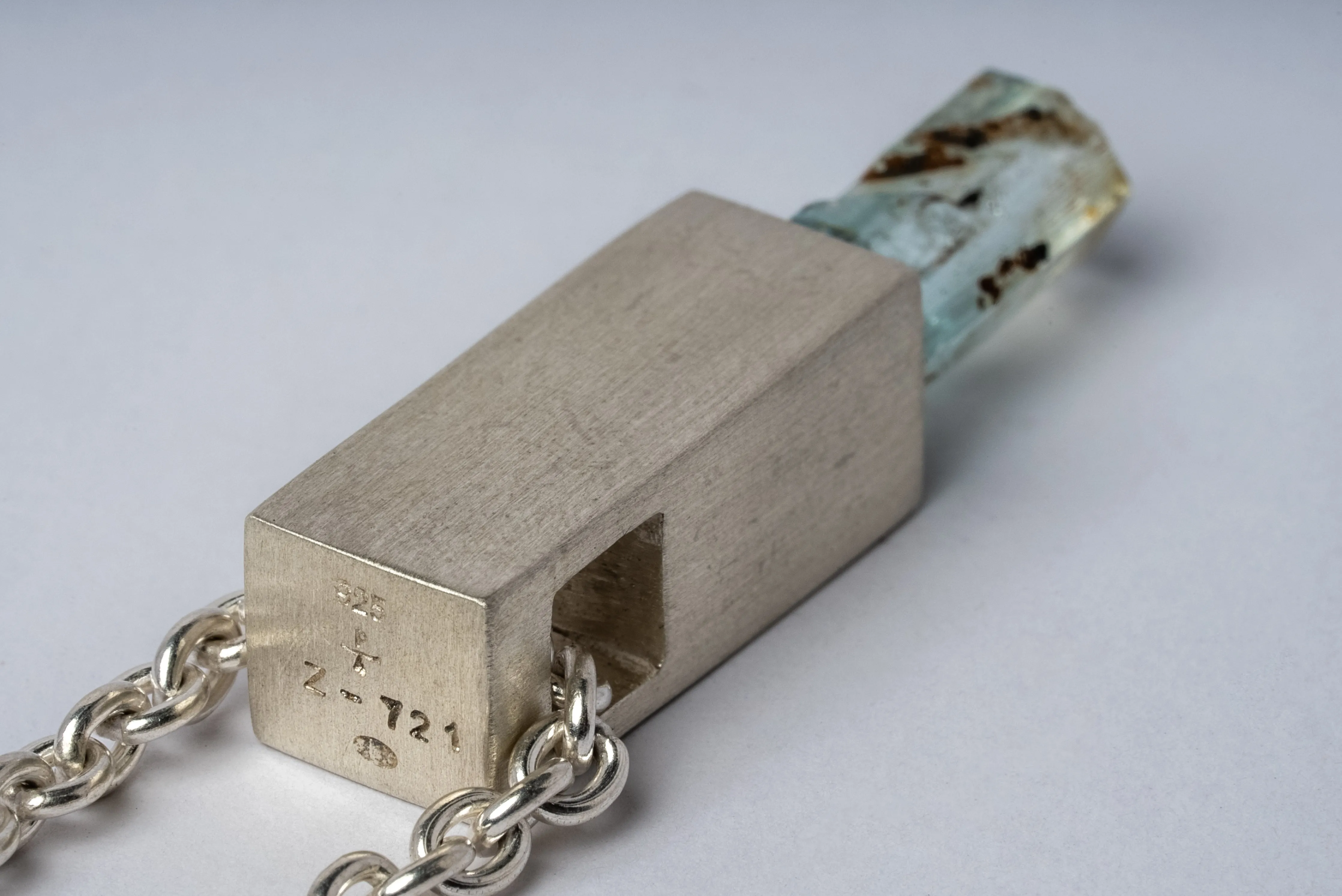 Talisman Cuboid Necklace (50cm, Aquamarine, MA AQU)