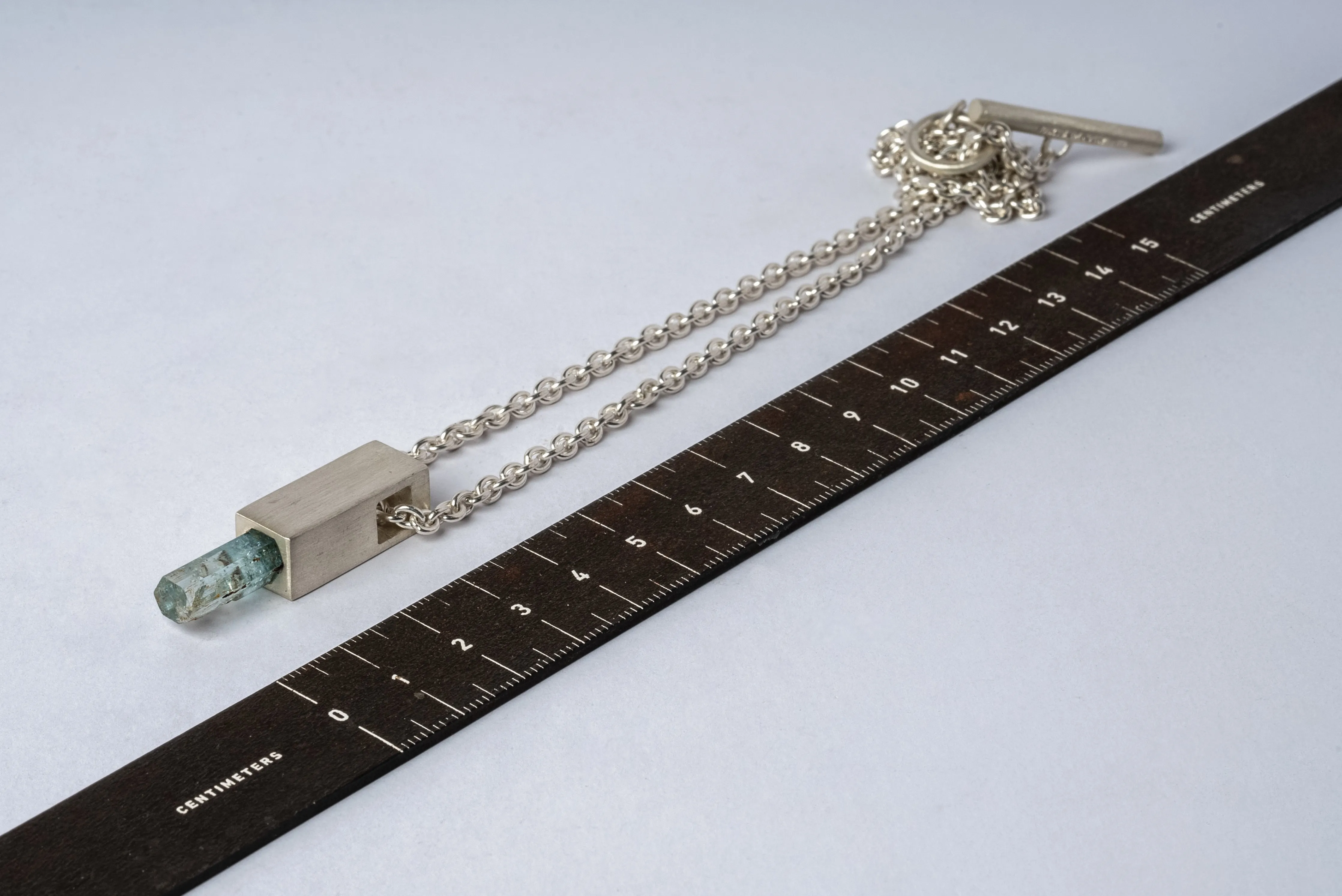 Talisman Cuboid Necklace (50cm, Aquamarine, MA AQU)