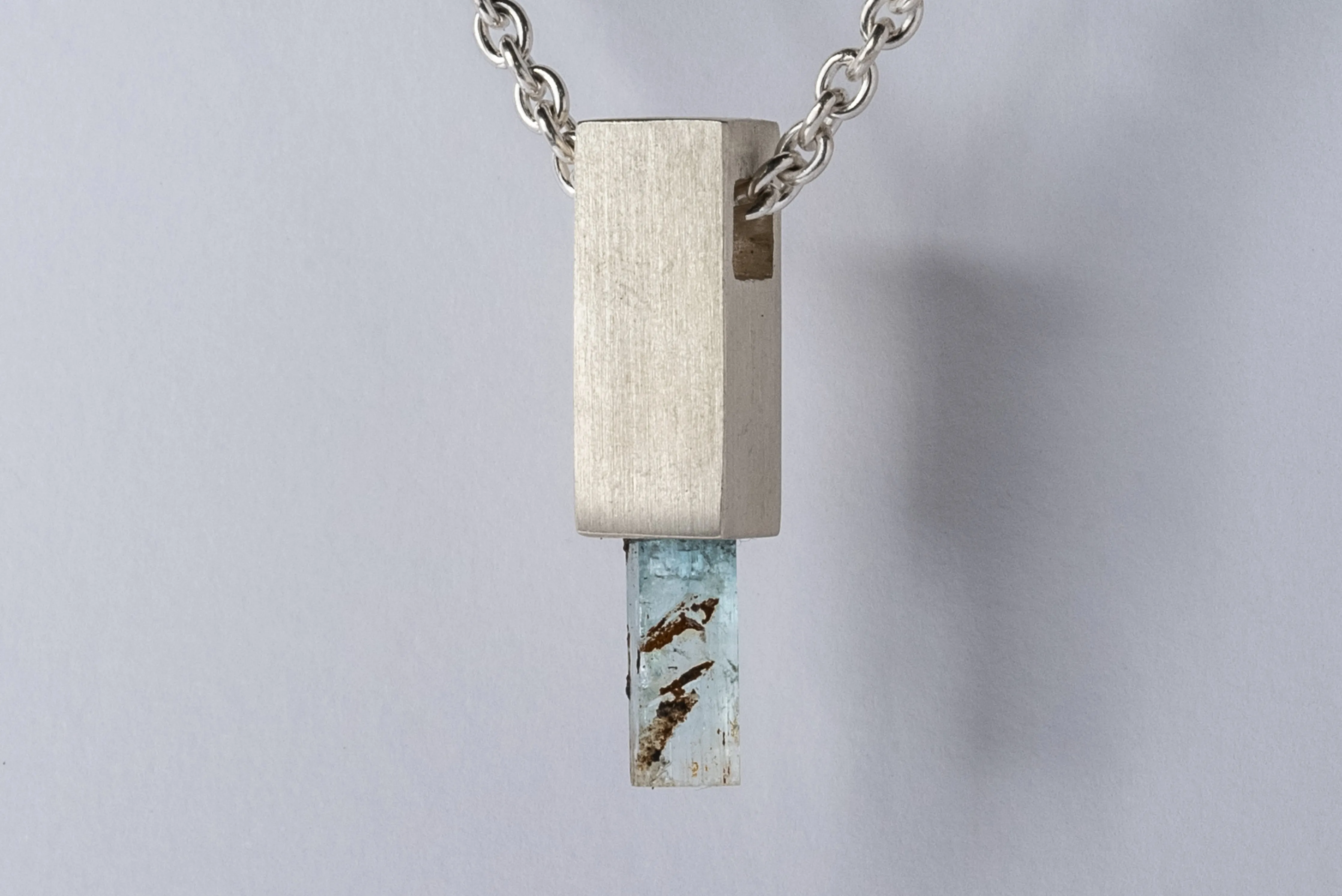 Talisman Cuboid Necklace (50cm, Aquamarine, MA AQU)