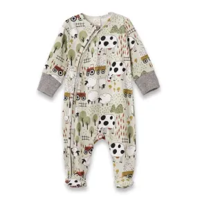 Tesa Babe Bamboo Zippered Footie in Farmyard