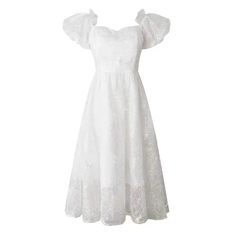 The Hyacinth White Puff Sleeves Bridgerton Inspired Dress