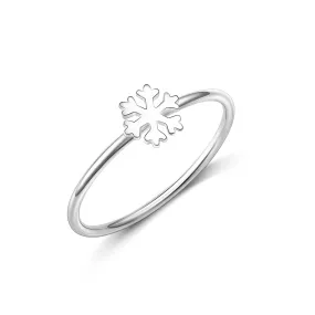 Tiny Winter Snowflake Ring Sterling Silver