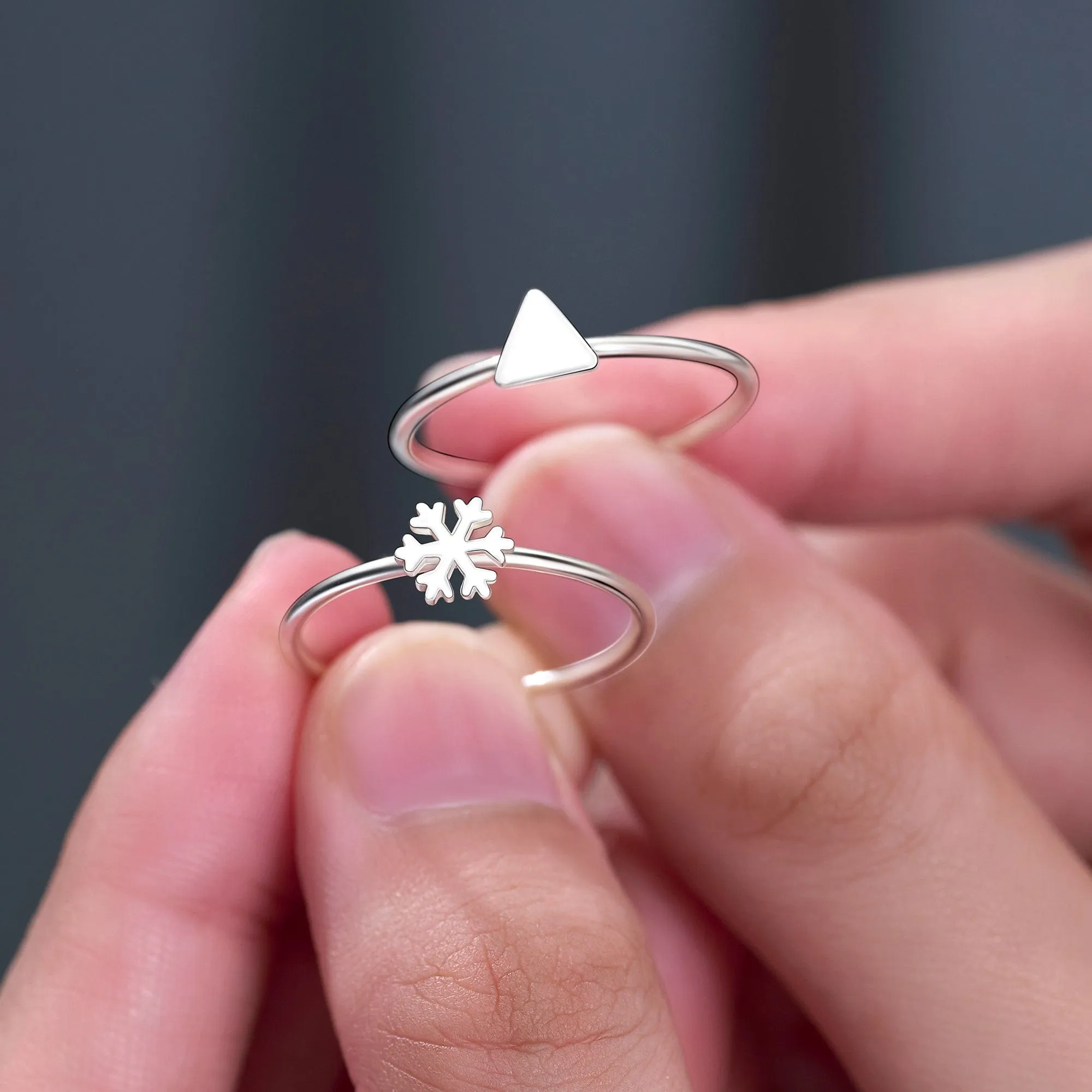 Tiny Winter Snowflake Ring Sterling Silver