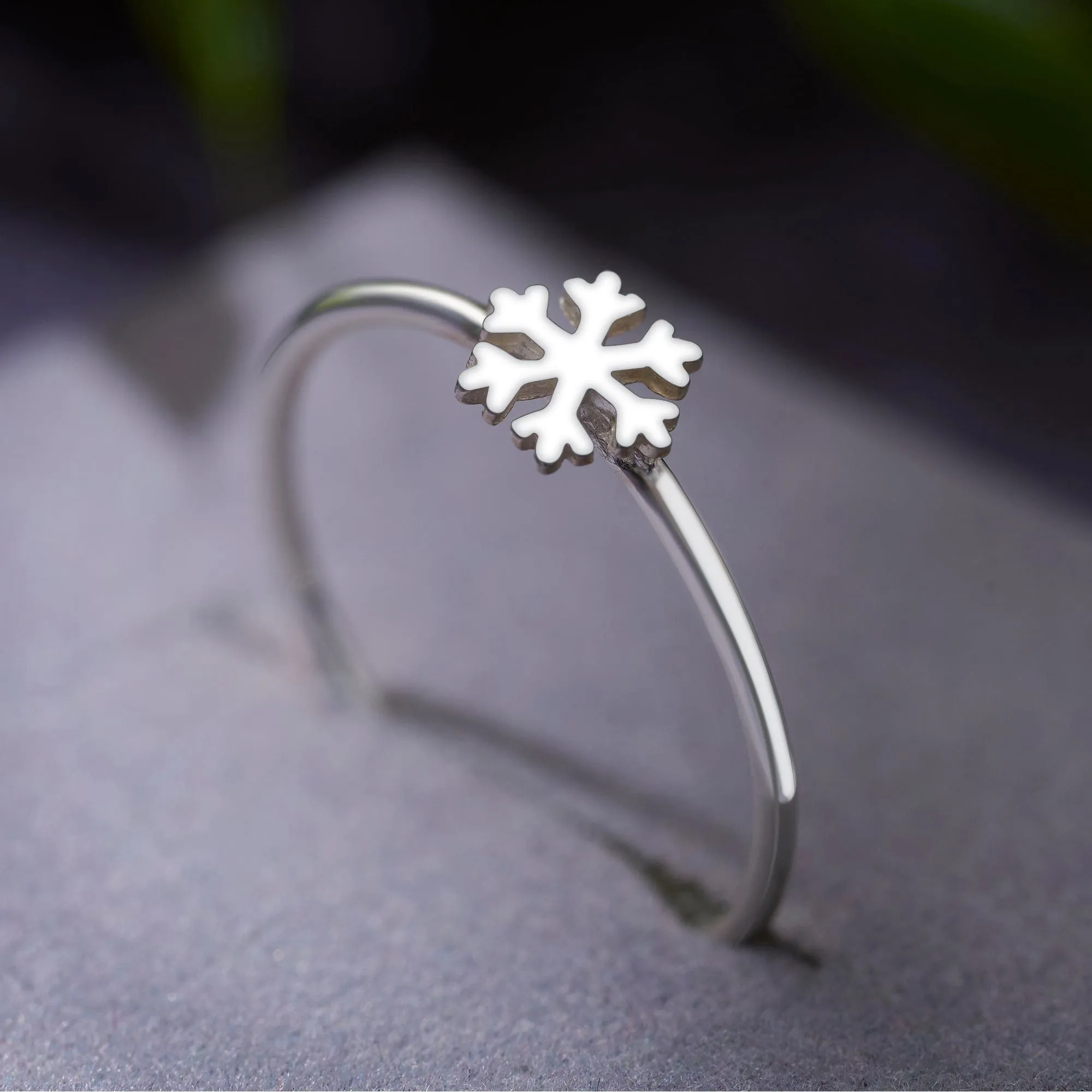 Tiny Winter Snowflake Ring Sterling Silver