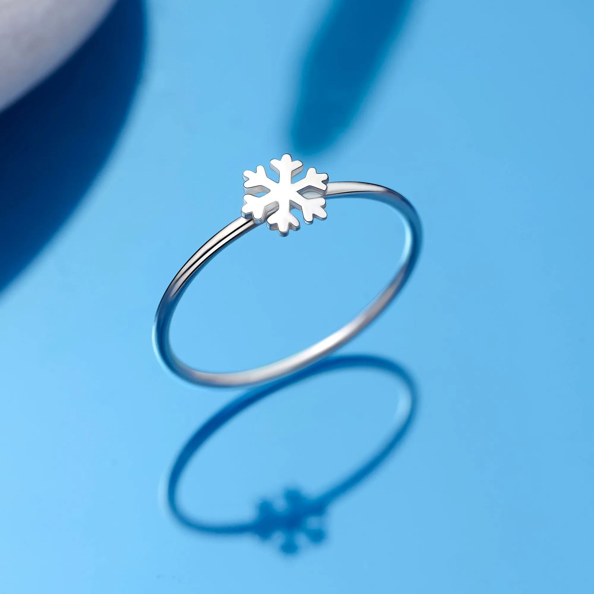 Tiny Winter Snowflake Ring Sterling Silver