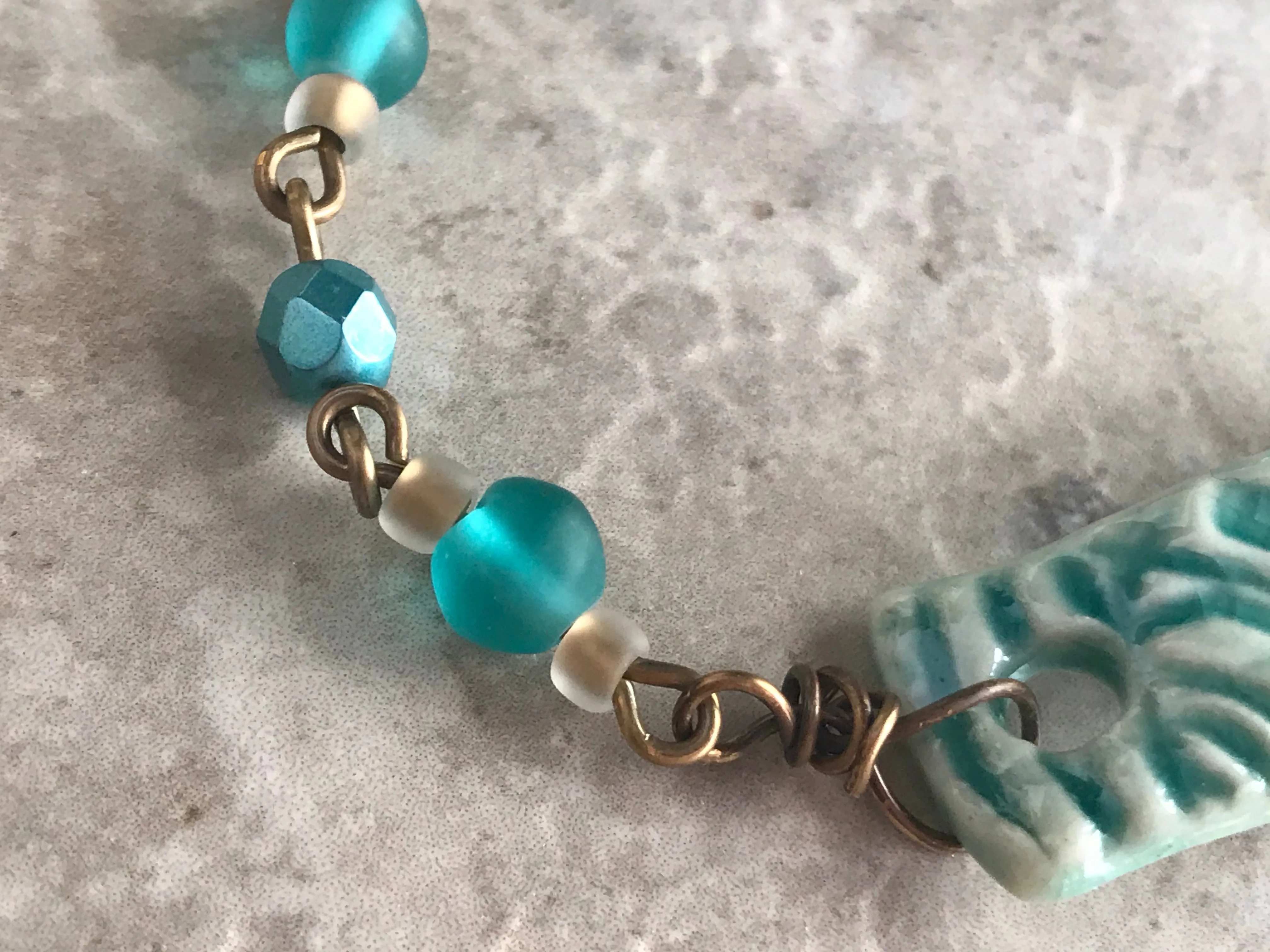 Turquoise Crackle Handmade Artisan Beaded Bracelet