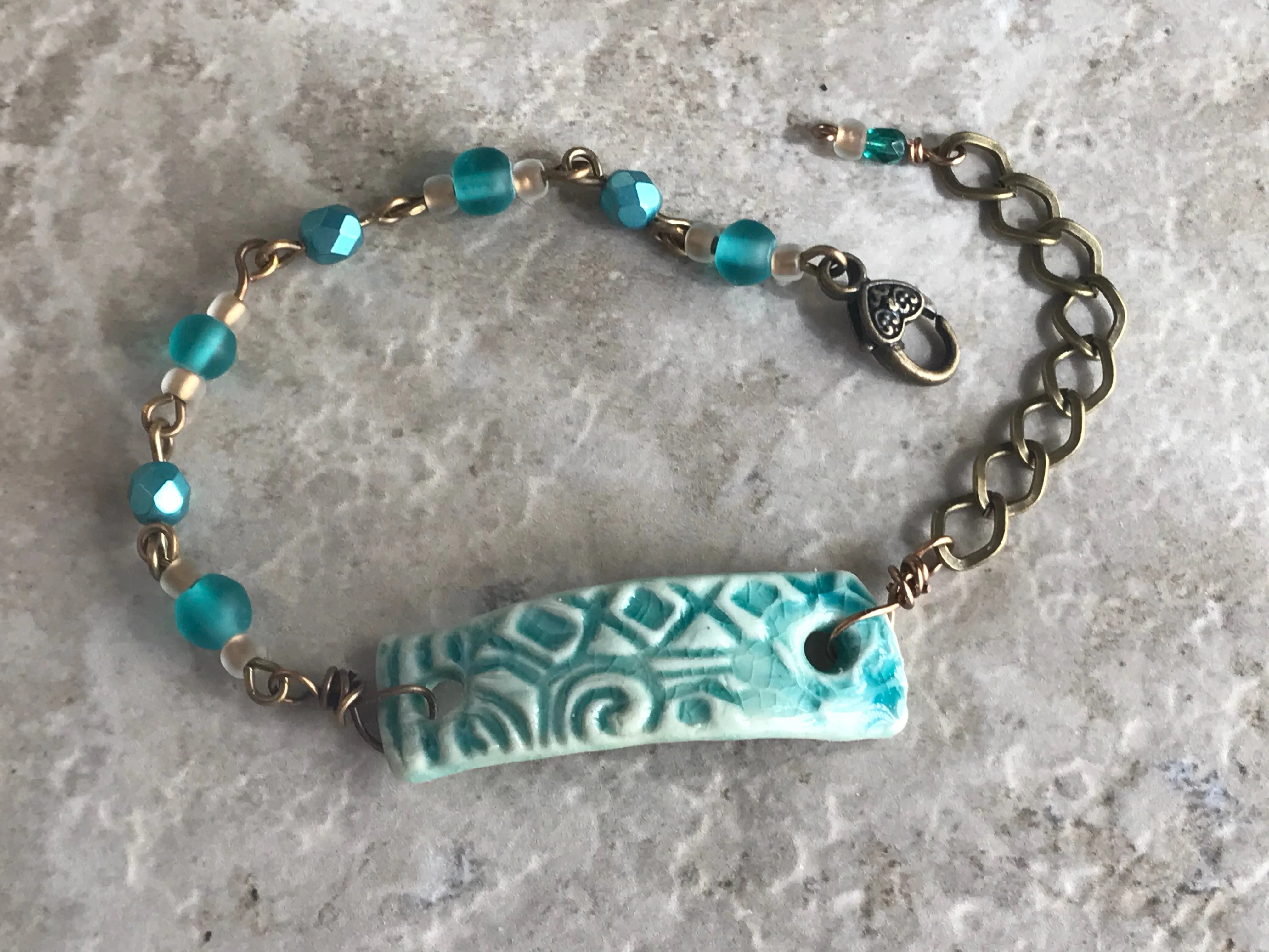 Turquoise Crackle Handmade Artisan Beaded Bracelet