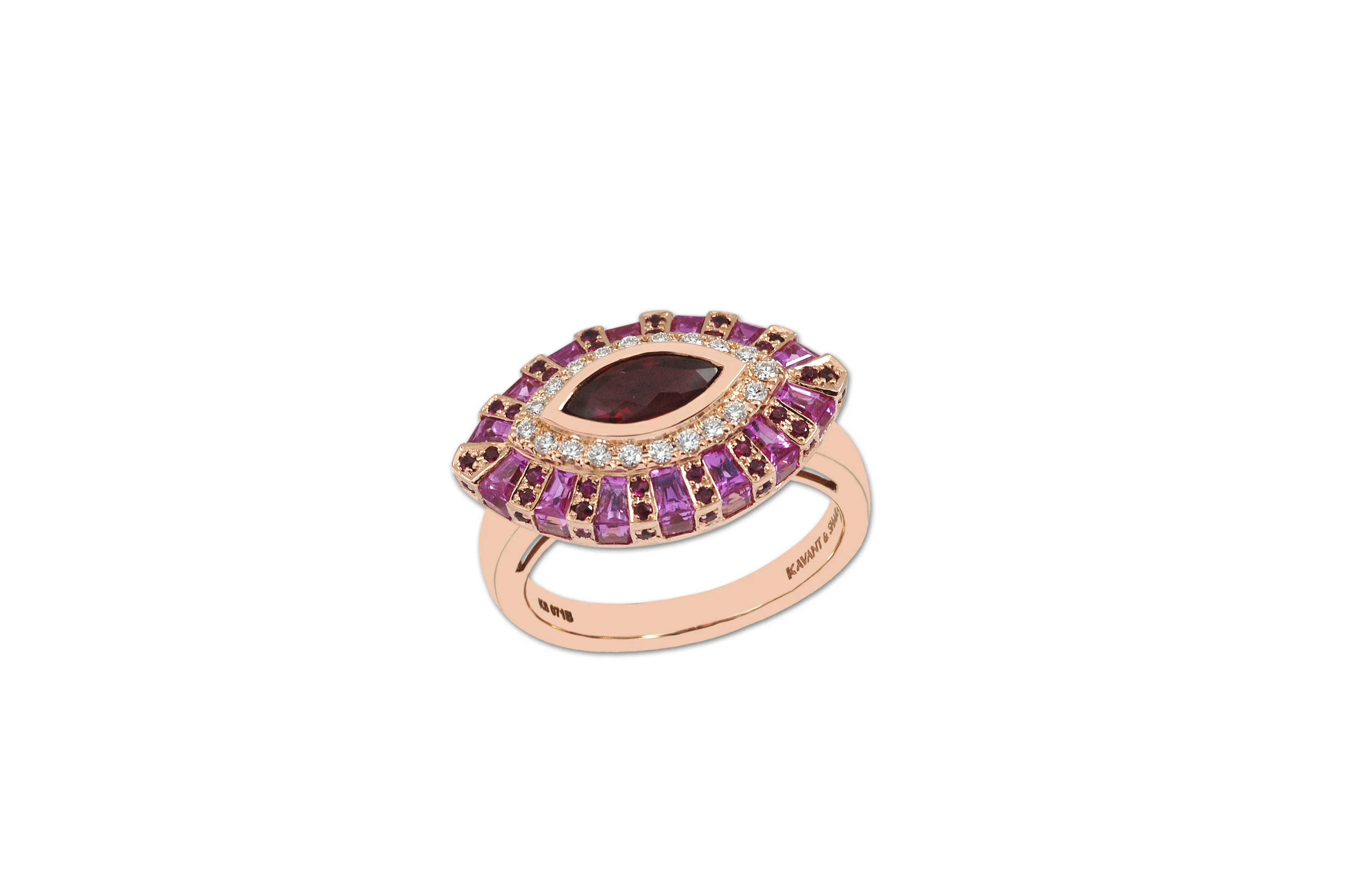 Twist Marquise Eye Ruby Ring set in Rose Gold