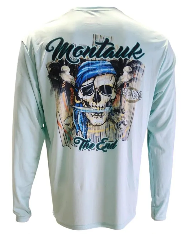 Unisex Adult Montauk The End Pirate DriFit UV50 Long Sleeve Tee