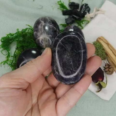 Violet-Blue Iolite Pillow Palm Stones ~ Throat Chakra Clearing