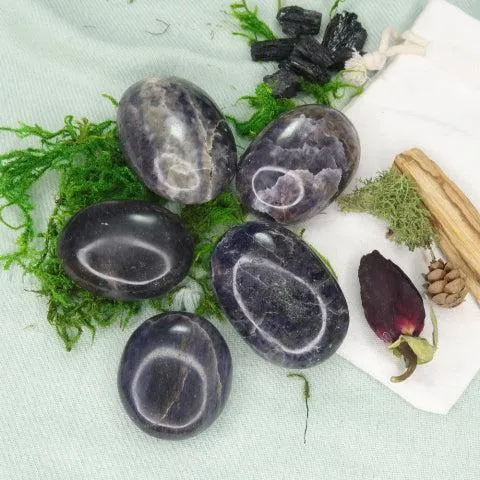 Violet-Blue Iolite Pillow Palm Stones ~ Throat Chakra Clearing