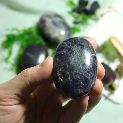 Violet-Blue Iolite Pillow Palm Stones ~ Throat Chakra Clearing