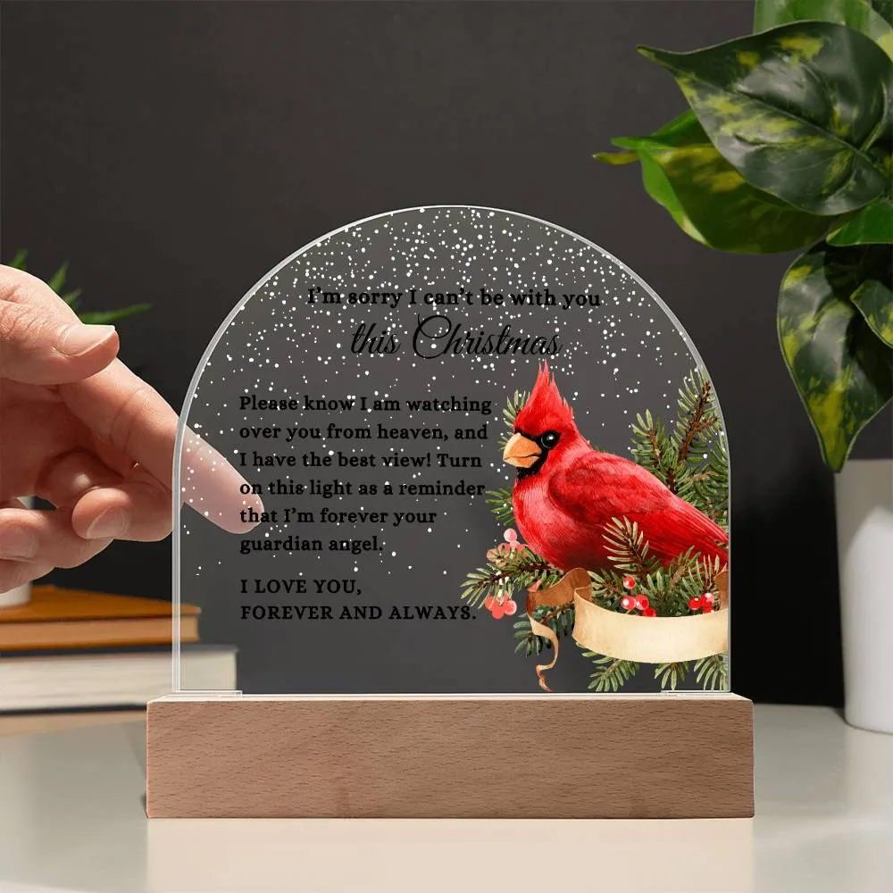 Watching Over You From Heaven Red Cardinal Christmas Memorial LED Nightlight Acrylic Desktop Art