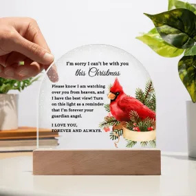 Watching Over You From Heaven Red Cardinal Christmas Memorial LED Nightlight Acrylic Desktop Art