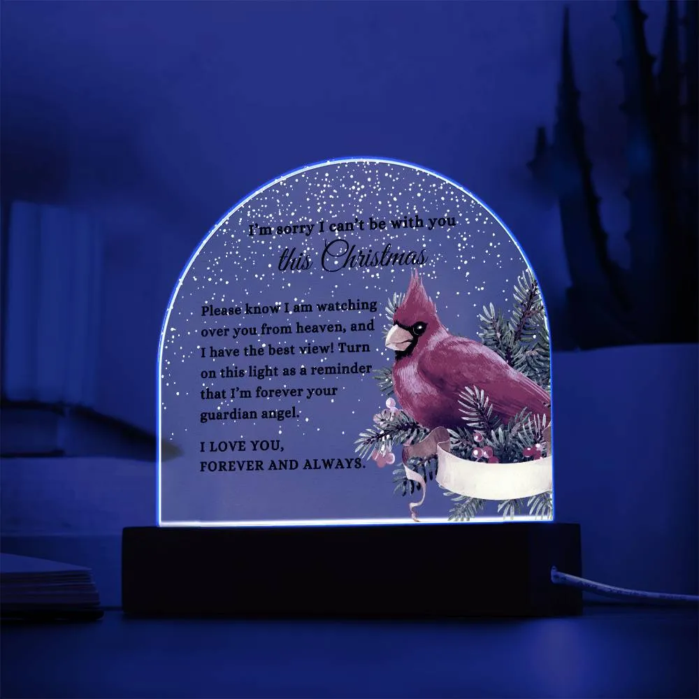 Watching Over You From Heaven Red Cardinal Christmas Memorial LED Nightlight Acrylic Desktop Art