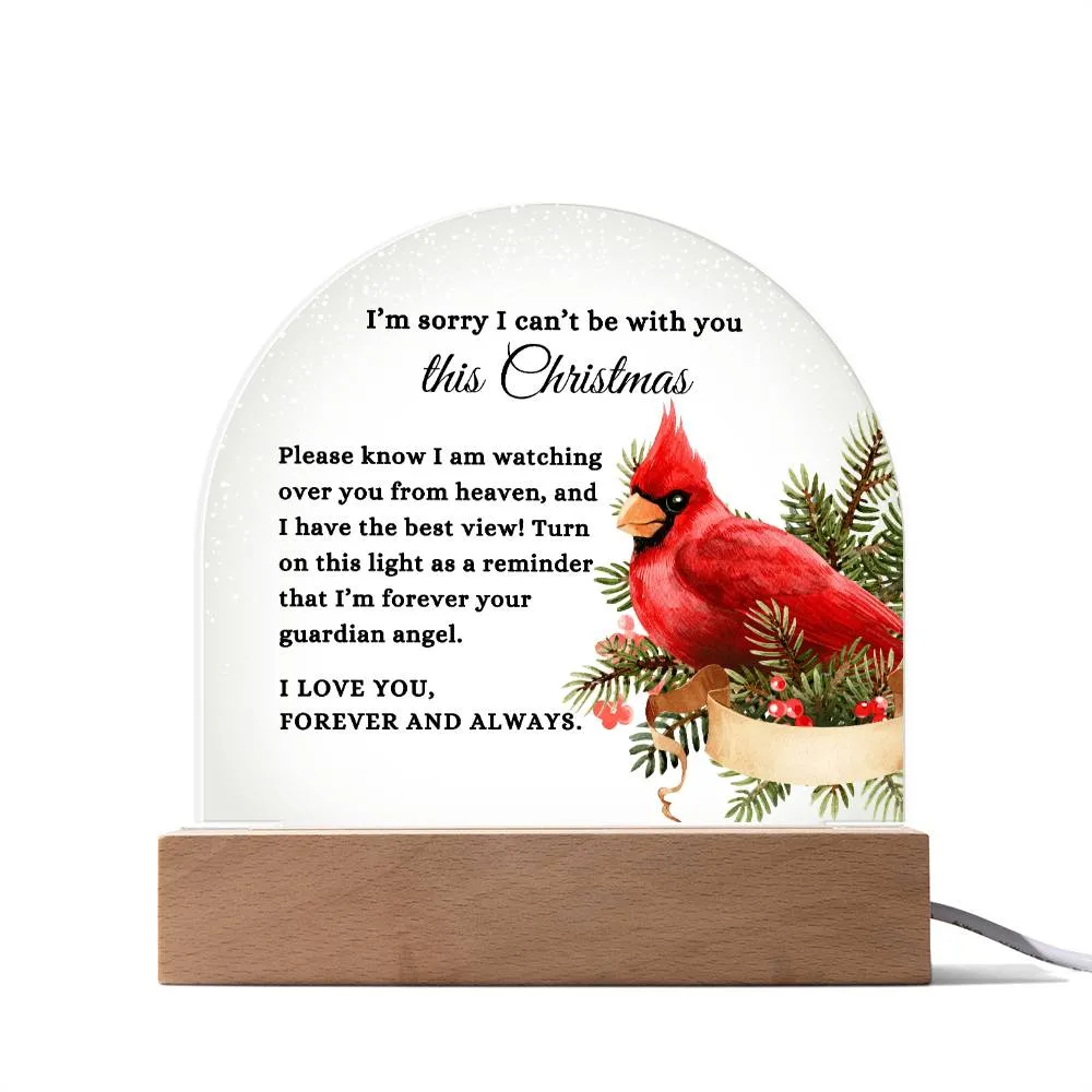 Watching Over You From Heaven Red Cardinal Christmas Memorial LED Nightlight Acrylic Desktop Art