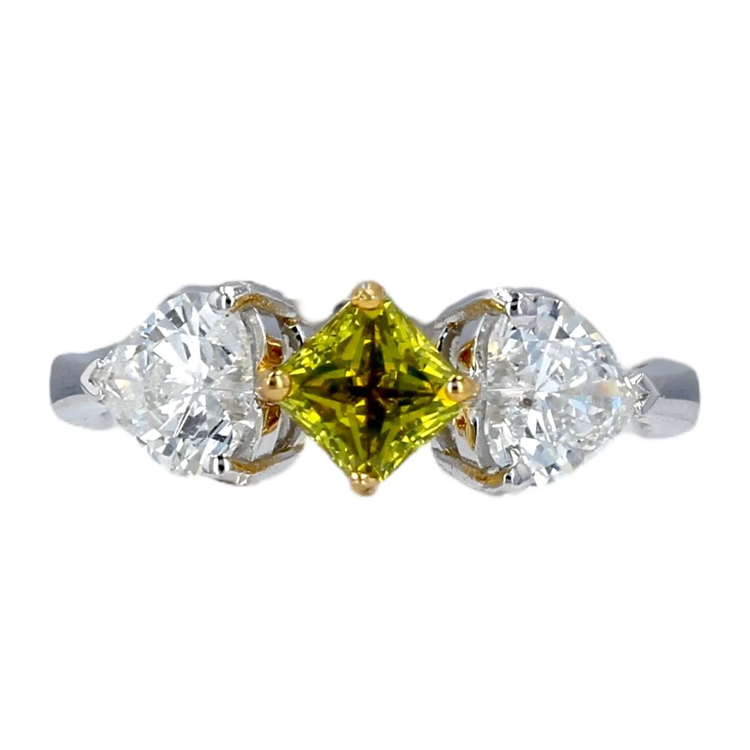 White 14k gold solitaire canary diamond ring