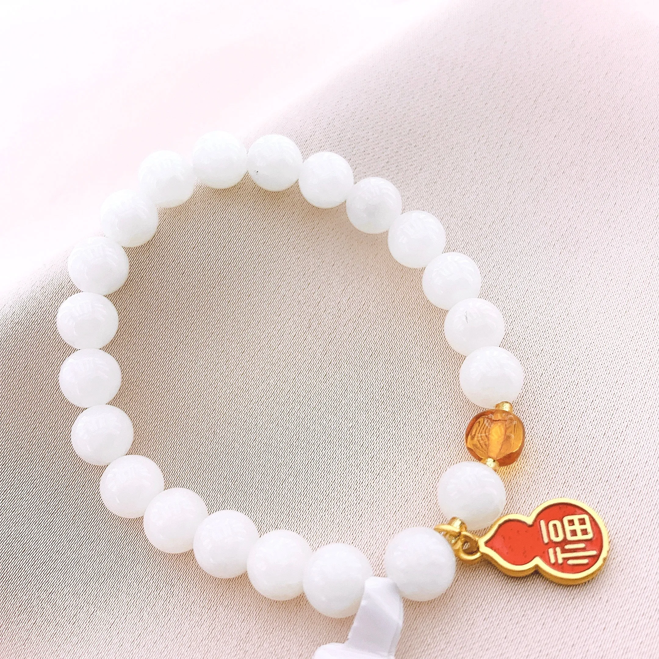 Women's Fashion White Marble Beads Gemstone Bracelet