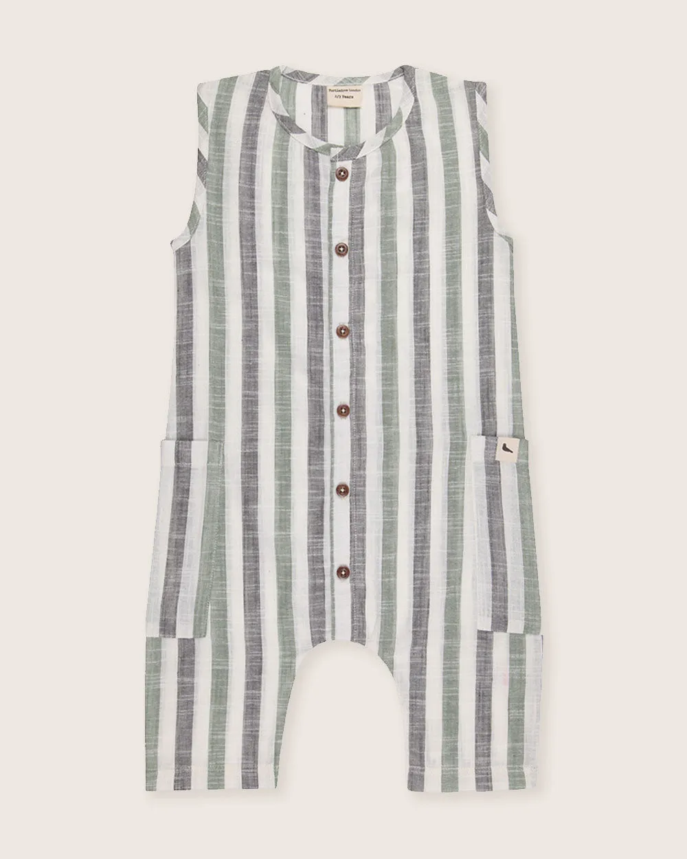 Woven Stripe Shortie Dungarees