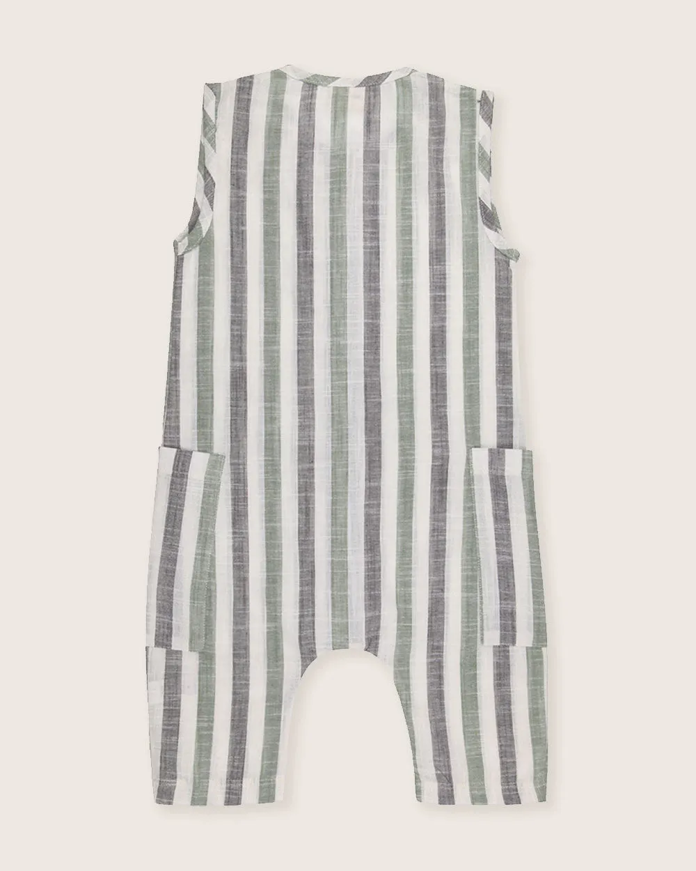 Woven Stripe Shortie Dungarees