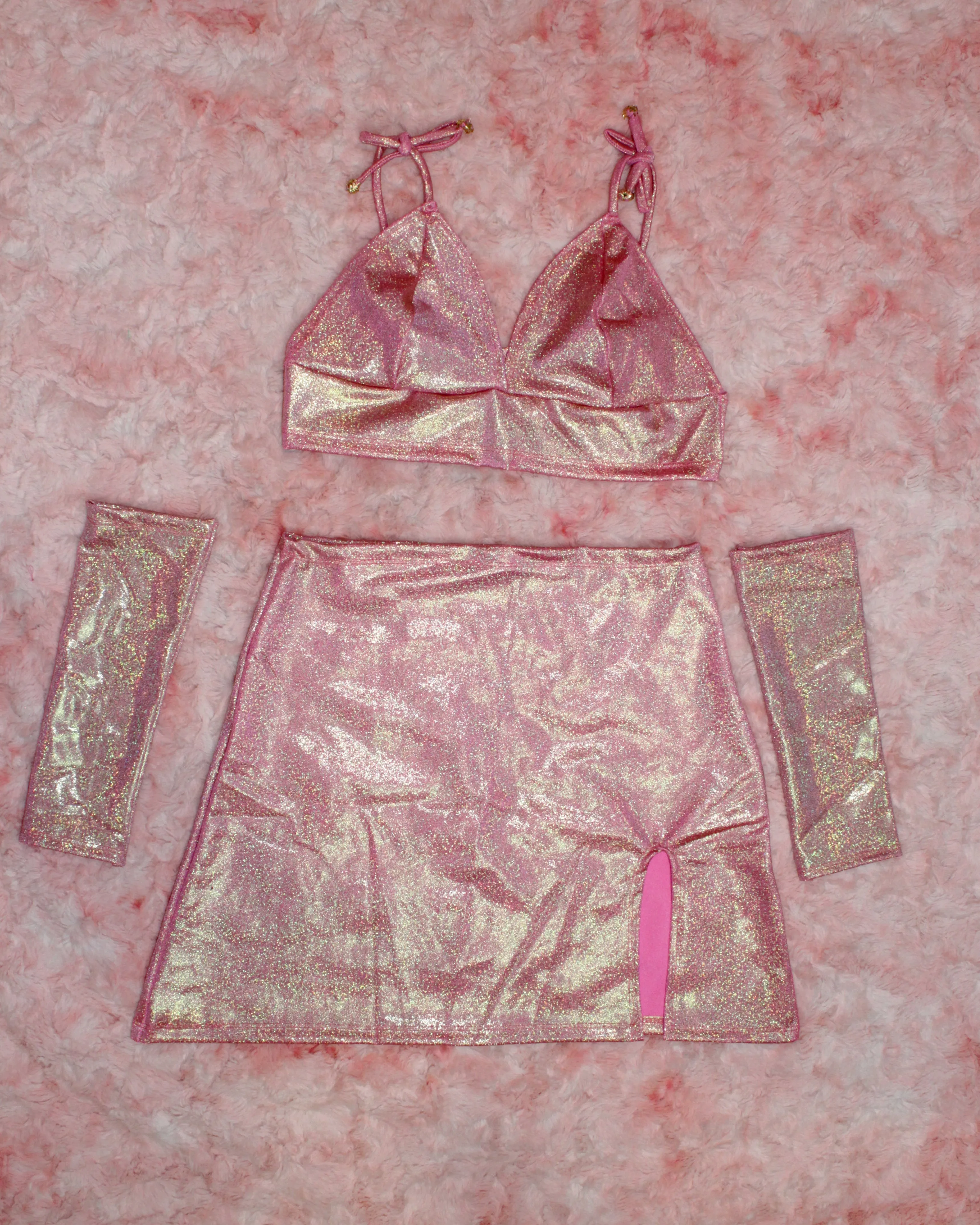 Your Pleasure Holographic Baby Pink Bralette